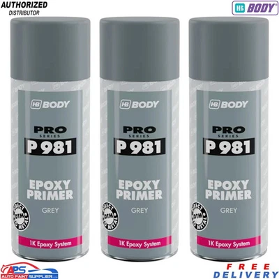 3x HB Body P981 Epoxy Primer 400ml Aerosol – Grey Anti-Corrosion
