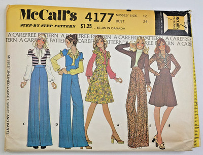 VTG 70s McCalls Sew Pattern 4177 Misses Bolero Jacket, Skirt, Pants ...