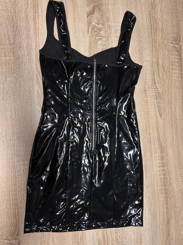 SheIn PVC Vinly Lack Midi-Kleid Gr. S Schwarz SUPER ZUSTAND! - Bild 4 von 10