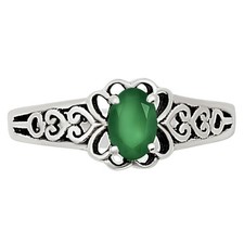 Natural Green Onyx 925 Sterling Silver Ring s.7 Jewelry R-1172