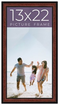 13x22 Frame Executive Brown Round Mahogany Finish Solid Wood Picture Frame | 1.2