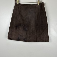 Wilson's Leather Mini Suede Skirt Size 6 Chocolate Brown Y2K Bikercore Preppy