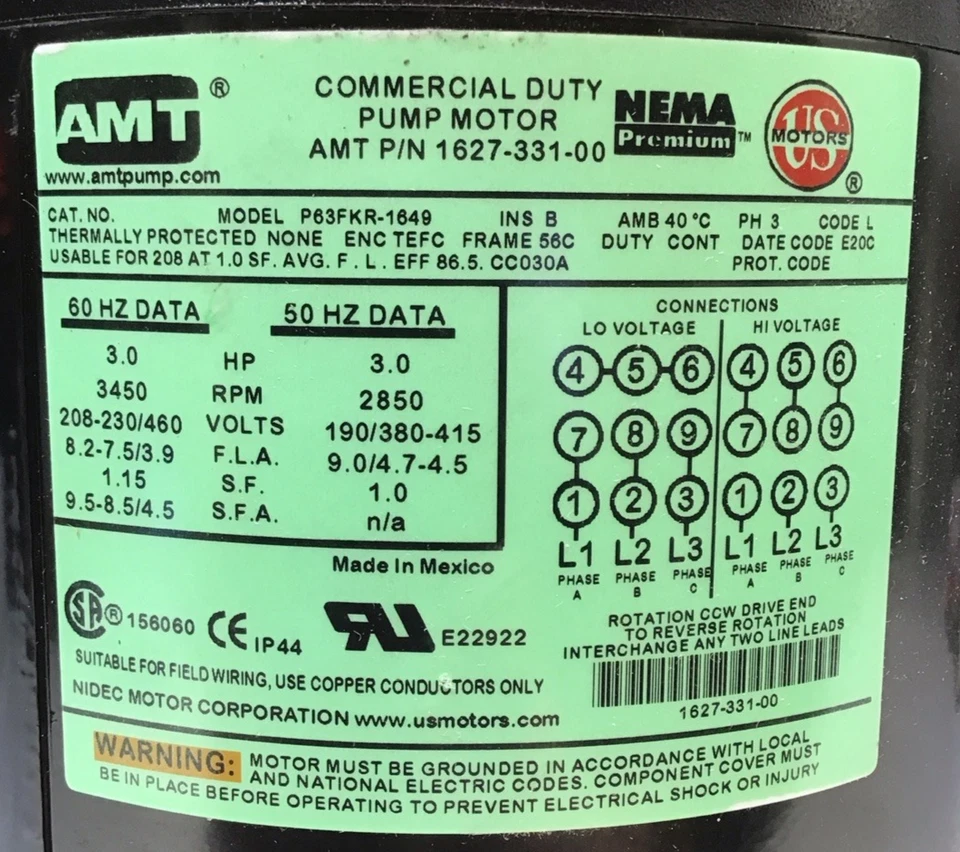 AMT 4446-95 Vertical Seal-less Sprayer/Washer Pump (R93) - Image 2 of 4