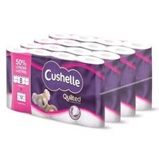 Image of New Cushelle Quilted 3-Ply Longer Rolls Toilet Tissue, 4 x 8 Pack (236 Sheets)
