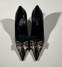 Christian Dior Vintage Pointed-toe Pump Heels w/ Pink Bows, 5.5US/35.5EU