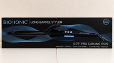 Bio Ionic Long Barrel Styler 0.75" Ceramic Curling Iron, Black, 6 Settings 430 F