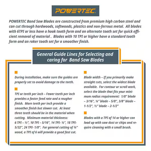 80 In. X 1/2 In. X 6 Tpi Band Saw Blade | Powertec Craftsman Wood Metal Cut