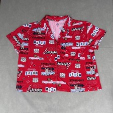 Celebrate Patriotic Route 66 Retro Americana Button Down Shirt Red Medium 8-10