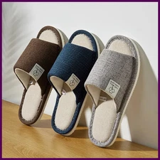 Home Linen Slippers For Men In Spring & Autumn Comfortable Bedroom.