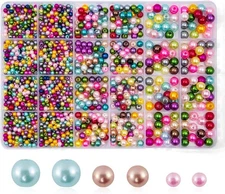 1400pcs Pearl Beads for Jewelry Making, 3 Size 4mm, 6mm, 8mm, Multicolor 