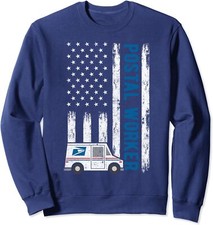 USA Flag Patriotic Postal Worker Mailman Mail Lady Unisex Crewneck Sweatshirt