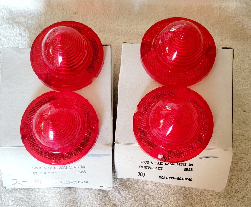 Chevy Chevrolet 1958 luces traseras 4 lentes Glo Brite original #21 Foto 3 de 4