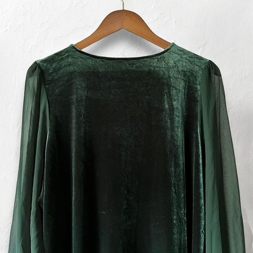 NEU Vince Camuto Samt smaragdgrün langes Ballonärmel Kleid Größe 2X - Bild 12 von 16