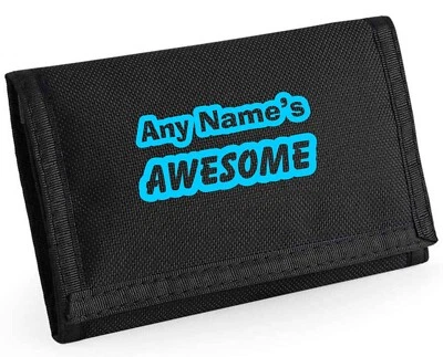 PRESENT2FUTURE Name Awesome Design Personalised Boys Kids Ripper Wallet With Coin Holder, Xmas