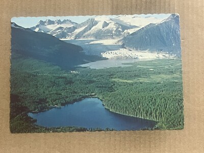 Postcard Juneau AK Alaska Mendenhall Glacier Scenic Auke Lake Vintage PC