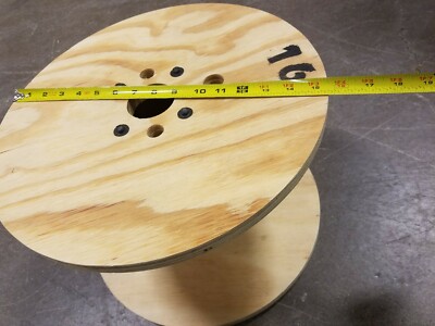 (2) 15 1/2 X 10 1/2 inch wood cable reel wooden wire spool holds 500 feet 2 awg