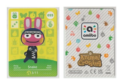 Carte Amiibo Animal Crossing – 055 Jeannot (Snake) – Série 1 – EUR – Near Mint