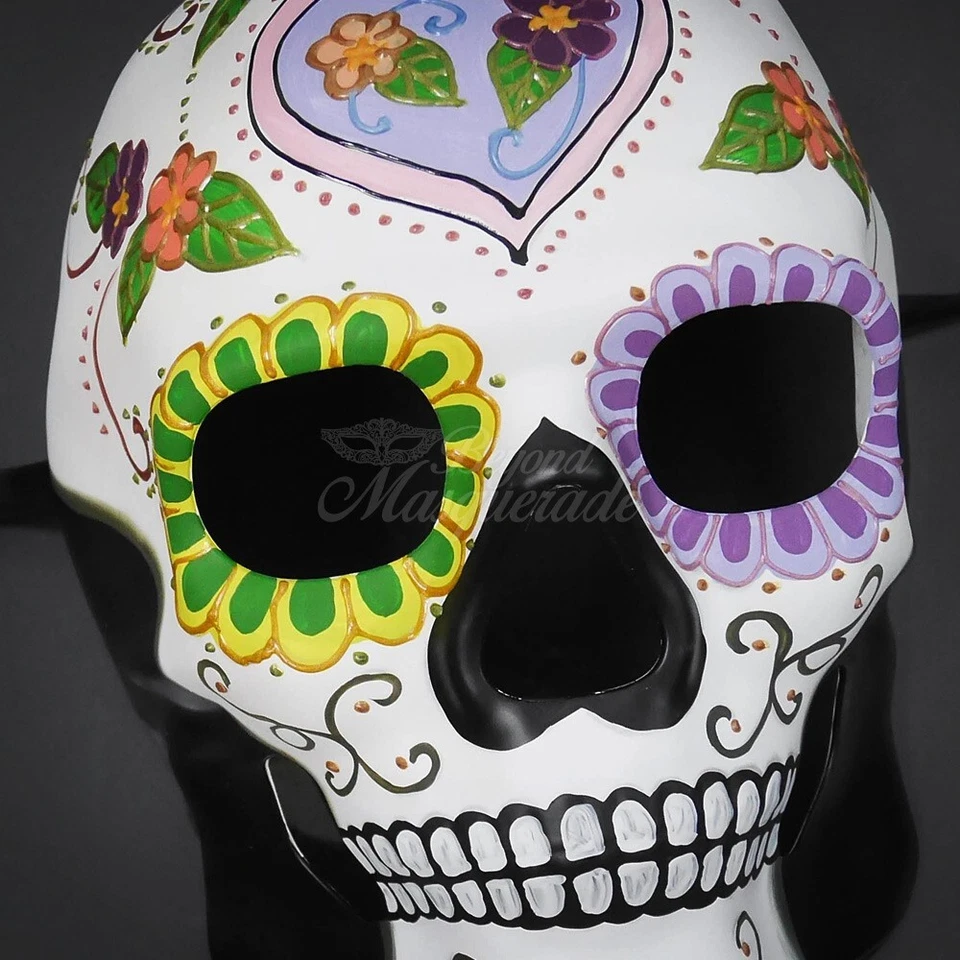 Day of the Dead Full Face Skull Skeleton Head Halloween Costume Masquerade Mask - Image 4 of 4