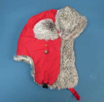 Mad Bomber Red Trapper Hat with Rabbit 