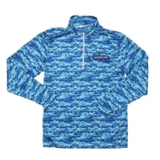 Keystone Light Blue Camo Long Sleeve 1/4 Zip Pullover Lightweight Jacket Medium