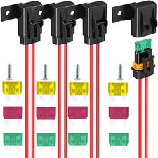 4Pcs Waterproof 12V 12AWG Blade Marine Fuse Holder with 20/30/40 Amp Inline Fuse
