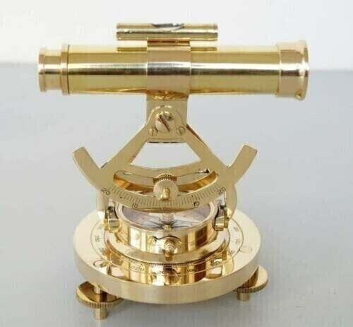 Antico Strumento Per Rilievo Alidade Bussola Finitura Ottone Articolo - Foto 7