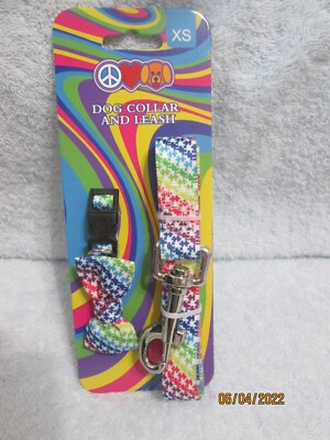 Dog Collar With Bow & Leash Extra Small See Pics For Sizing
