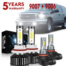 For Ford Excursion 2000-2004 COB LED Headlight Hi/Lo Fog Light 4 Bulbs Combo kit