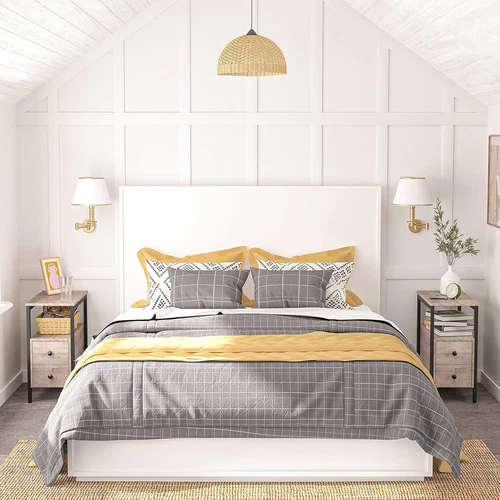 HOOBRO Mesita de noche Mesa auxiliar Mesita de noche Sofá estrecho para habitaciones pequeñas - Imagen 16 de 17