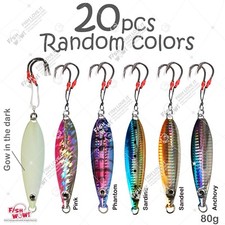 Qty 20 Fish WOW! 80g Flat Vertical Fall Speed Knife Butterfly Random Mix colors