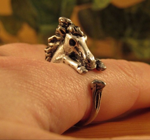 Horse Ring - Adjustable Wrap Stallion Ring - Silver Bronze Animal Jewelry Gift - Picture 10 of 13
