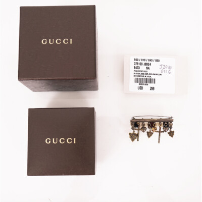 GUCCI★Sterling Silver HYSTORIA KNIGHT CREST Heart BROOCH NEW $595 GUCCI Aged Sterling Silver HYSTORIA KNIGHT CREST