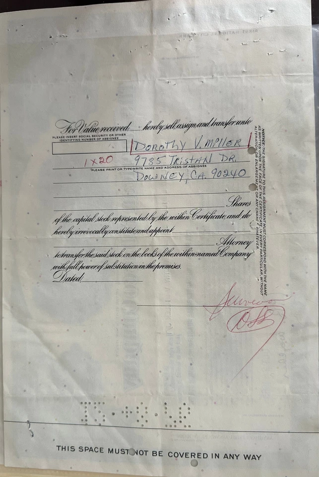 Certificado de acciones de The American Tobacco Company 1963 20 acciones Foto 2 de 2