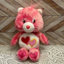 Vintage 2003 Care Bears Love-A-Lot Bear Plush 9  Pink tie-dye. With hearts