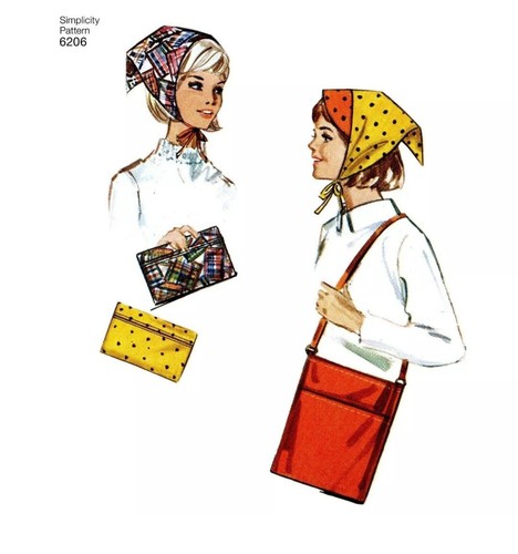 Simplicity Sewing Pattern 6206 Aprons Oven Mitts Bag & Clutch Vintage 1960s - Picture 4 of 5