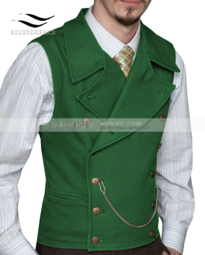 Men Suit Vest Lapel Neck Waistcoat Formal Double-breasted Business Slim Fit Vest - Picture 19 of 43