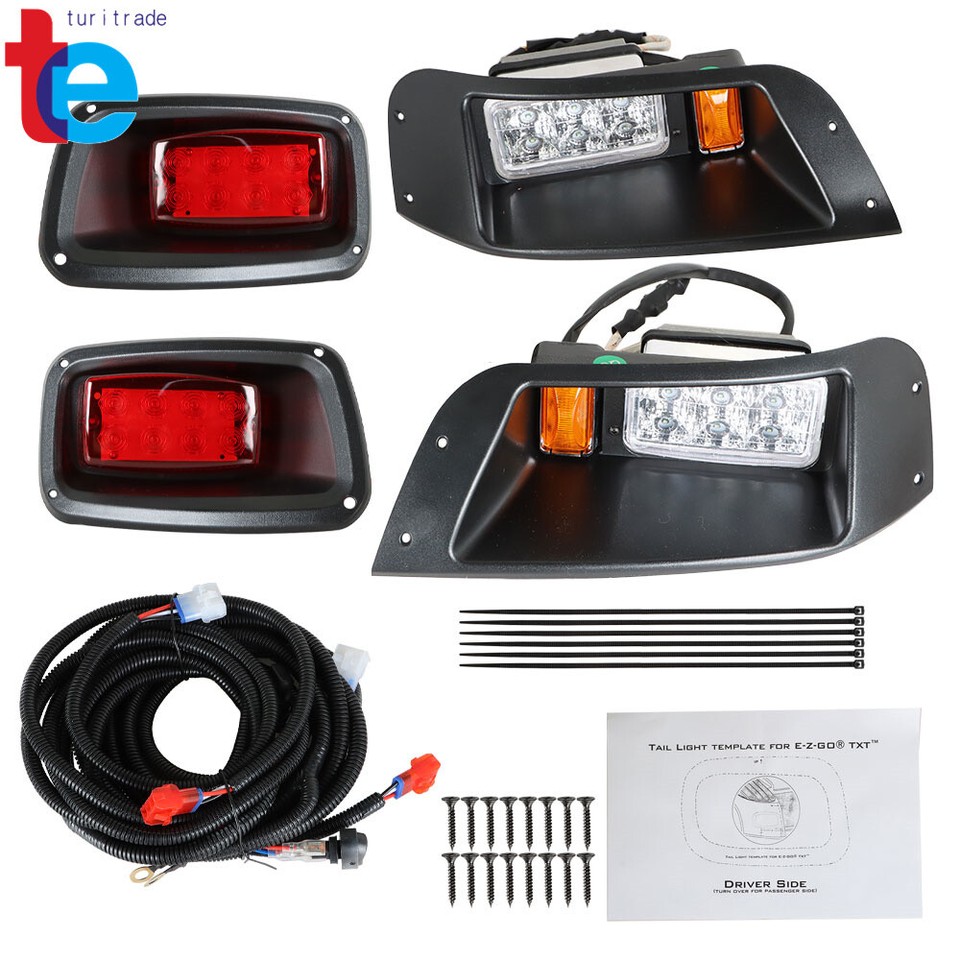 Adjustable Rear Light Adjustable LED Headlight&Tail Light Kit For EZGO TXT Golf Cart 12v W ...