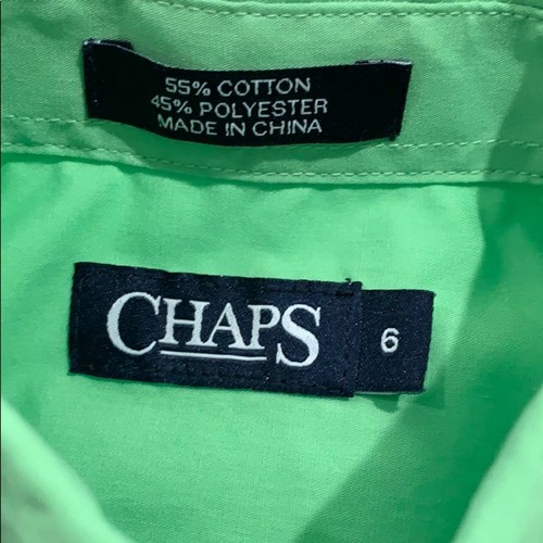 Chaps Boy’s Long Sleeved Green Dress Shirt Size 6 - Picture 3 of 3