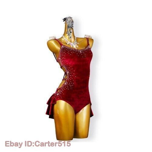 Red Velvet Latin Dance Dress Short Skirt Ballroom Costume Professional Cha-Cha image 4