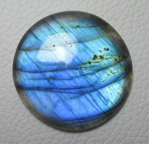 Natural Blue Labradorite Cabochon Round 49.35 Ct Loose Flat back Gemstone H 1946 - Picture 5 of 6