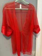 Vintage Sheer Red Sears Bed Jacket/Babydoll Robe size L