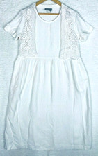 Vintage Carol Anderson Midi Dress Large Petite Linen Blend Granny Core Crotchet
