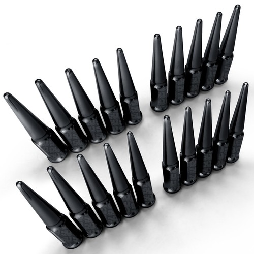 4.5" Long Spike Lug Nuts 1/2"-20 SAE RH Thread 435 SCM Steel Black Finish 5BK1 - Picture 3 of 9
