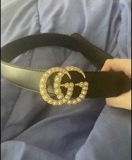 Gucci GG Pearl buckle Black belt