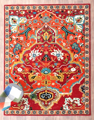 Sultanabad Red  Handmade Tufted Traditional Wool Rug (No Additional Fees)