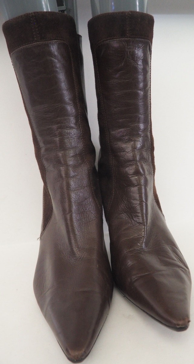 Bottes à bout pointu en cuir marron femme | Coline Brun Cobra