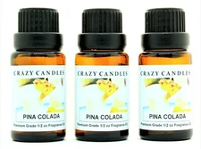3 Pina Colada 1/2oz Premium Grade Scented Fragrance Oil Crazy Candles