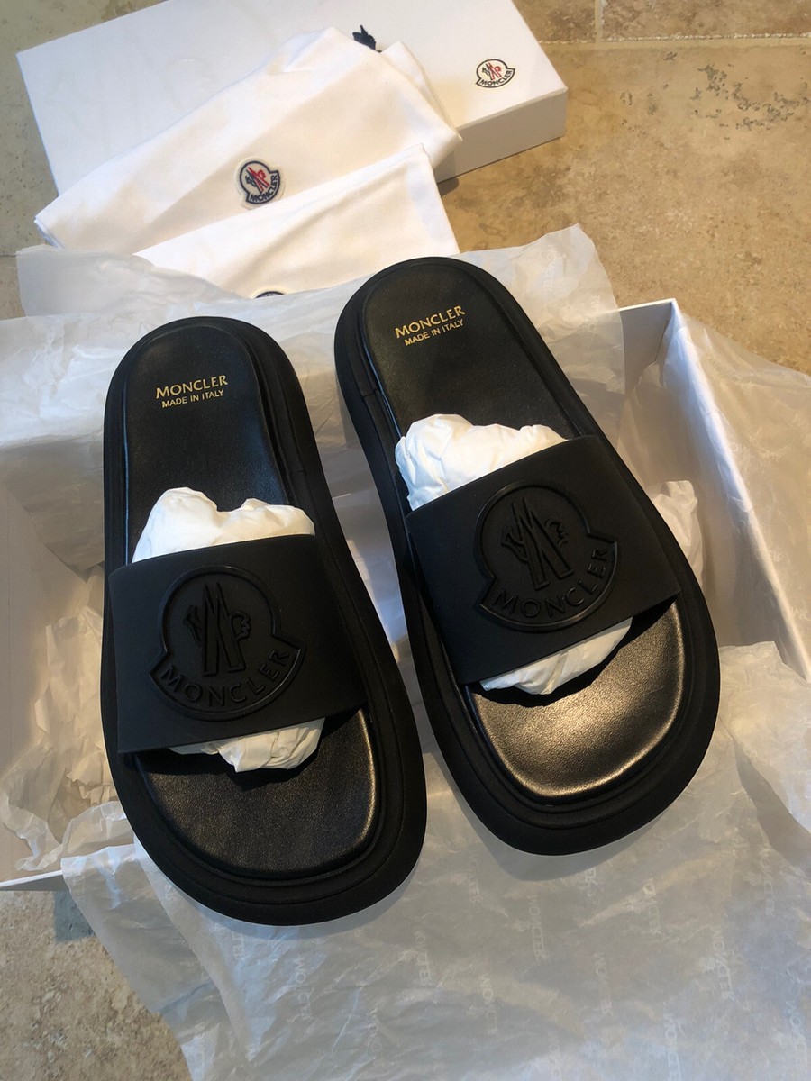 moncler mule slidels shoes サンダル Genuine Moncler 'Slyder' Appliquéd Rubber & Leather Slides Women's