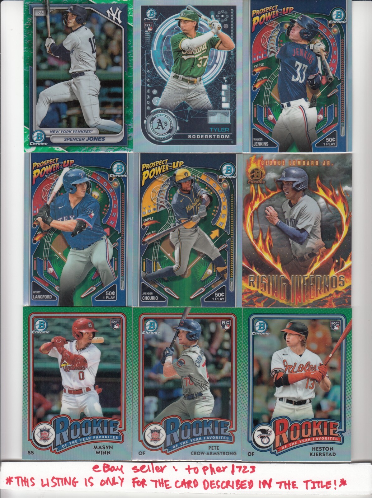 2024 Bowman Chrome Insert Rising Infernos GEORGE LOMBARD JR. #15 Yankees