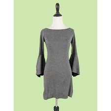 Bailey 44 Dress XS Women's Bell Sleeve Ponte Knit Shift Gray Mini